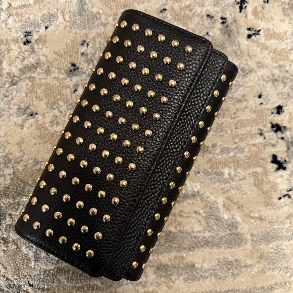 Black and Gold Studded Leather Wallet